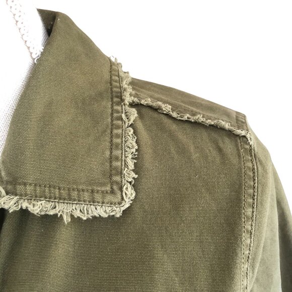 Habitat Olive Green Utility Jacket Women’s Small, Button Front, Frayed Hem - Picture 3 of 9